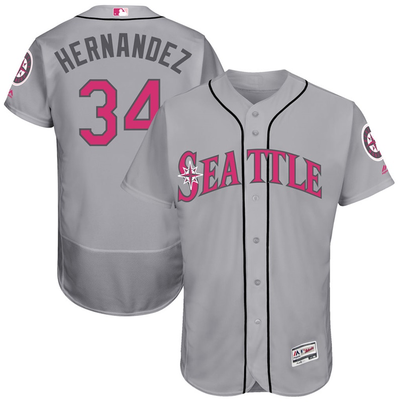 Felix Hernandez #34 Men Seattle Mariners 2017 Mother's Day Gray Flex Base Jersey