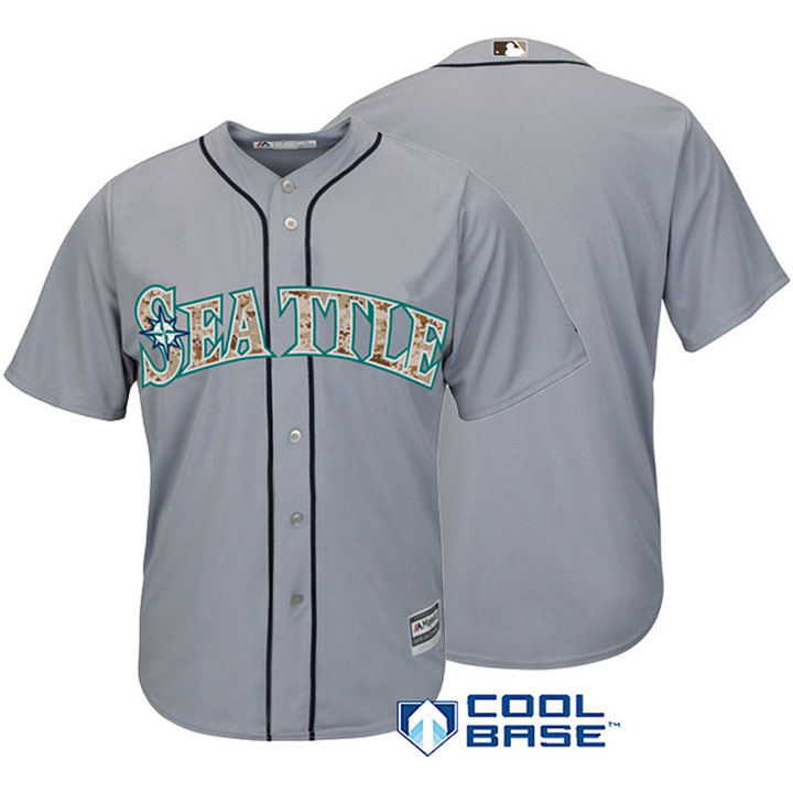 Seattle Mariners Majestic Gray Camo Logo Team Jersey