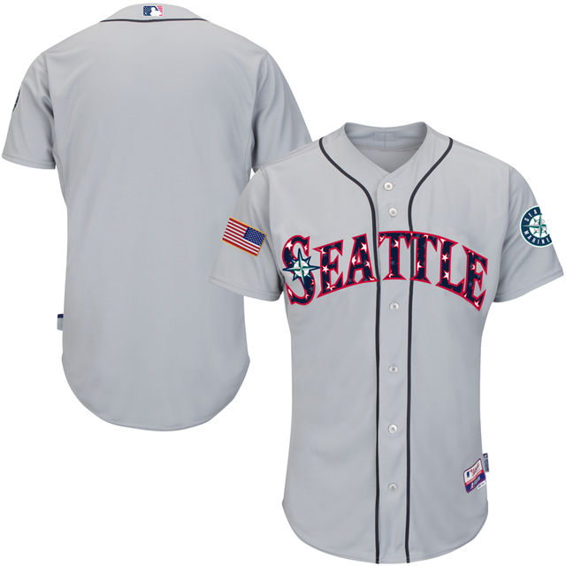 Seattle Mariners Gray 2016 Independence Day Stars & Stripes Authentic Cool Base Jersey