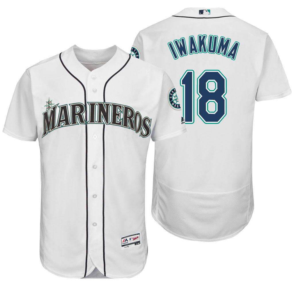 Seattle Mariners Hisashi Iwakuma #18 White Hispanic Heritage Flex Base Jersey