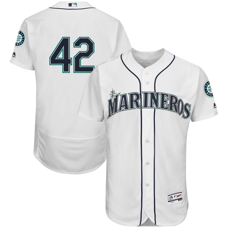 Men Seattle Mariners Jackie Robinson #42 White Commemorative Flex Base Jersey