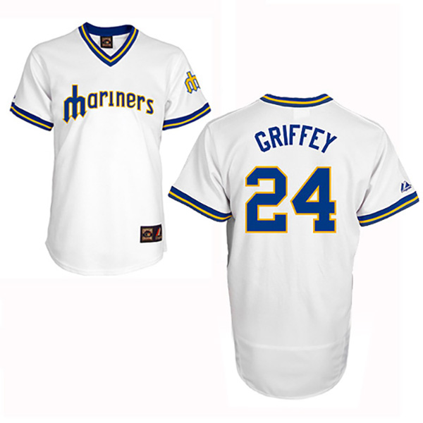 Seattle Mariners #22 Ken Griffey White Throwback Flexbase Authentic Collection Jersey