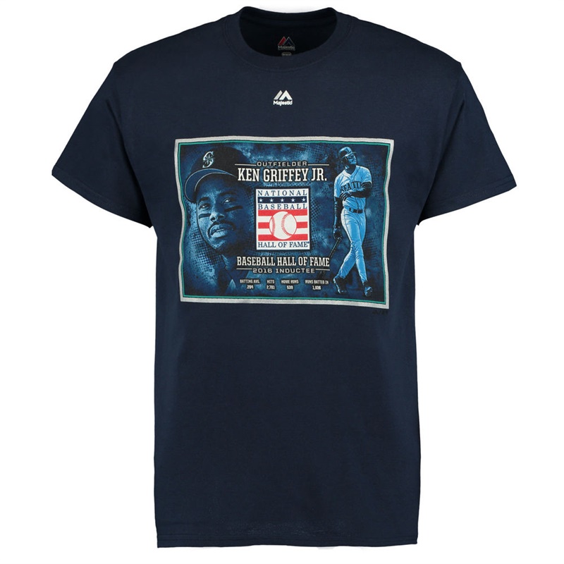 Seattle Mariners Ken Griffey Jr. Navy 2016 Hall of Fame Portrait T-Shirt