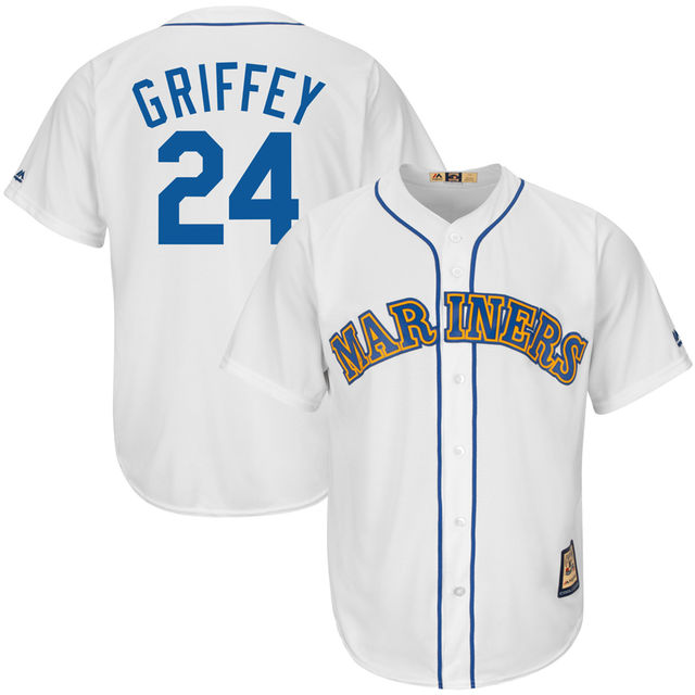 Seattle Mariners Ken Griffey #24 White Cooperstown Cool Base Jersey