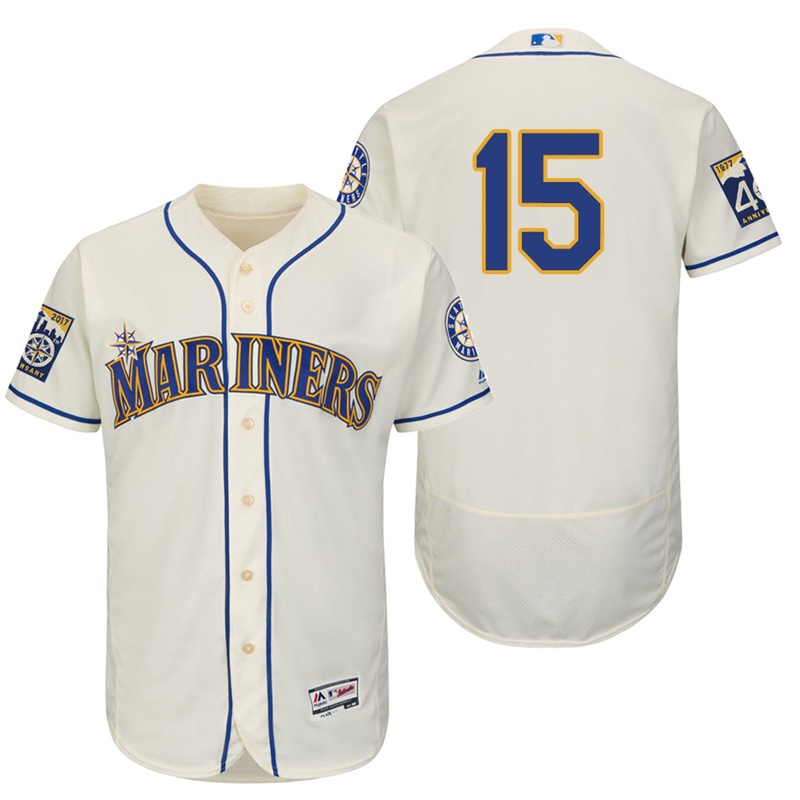 Seattle Mariners Kyle Seager #15 Cream On-Field 40th Anniversary Patch Flex Base Jersey