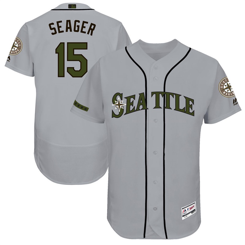 Kyle Seager #15 Men Seattle Mariners 2017 Memorial Day Gray Flex Base Jersey