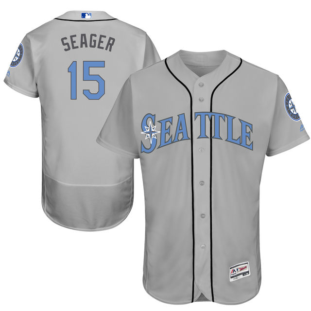 Seattle Mariners #15 Kyle Seager Majestic Gray Fashion 2016 Father's Day Flex Base Jersey