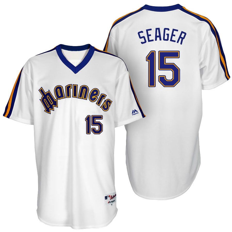 Seattle Mariners Kyle Seager #15 Majestic White Authentic Turn Back the Clock Jersey