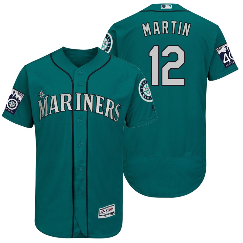 Seattle Mariners Leonys Martin #12 Aqua On-Field 40th Anniversary Patch Flex Base Jersey