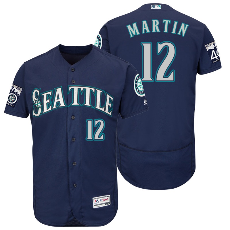 Seattle Mariners Leonys Martin #12 Navy On-Field 40th Anniversary Patch Flex Base Jersey