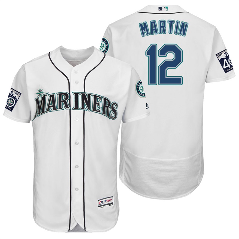 Seattle Mariners Leonys Martin #12 White On-Field 40th Anniversary Patch Flex Base Jersey