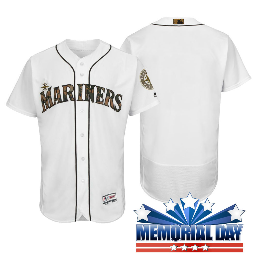 Seattle Mariners Memorial Day White Camo Flex Base Team Jersey