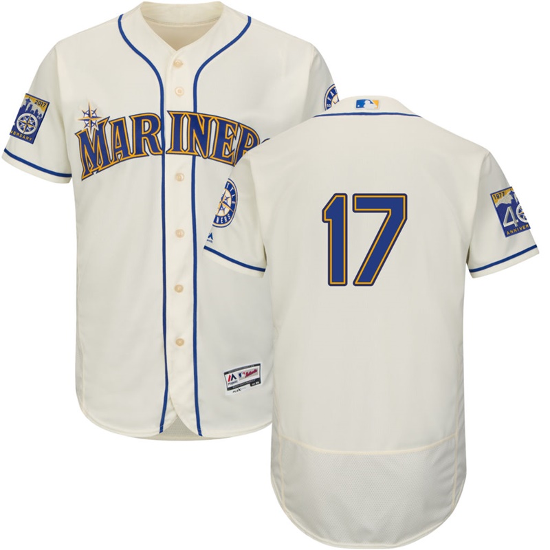 Men Seattle Mariners Mitch Haniger #17 Cream Alternate Commemorative Patch Flex Base Jersey