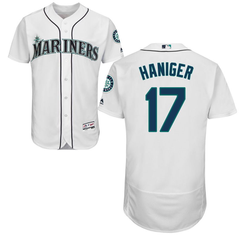 Men Seattle Mariners Mitch Haniger #17 White Home Flex Base Jersey