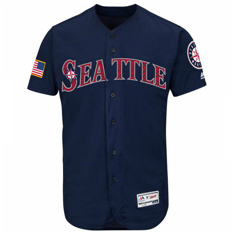 Seattle Mariners Majestic Navy 2016 Independence Day Stars & Stripes Flex Base Team Jersey