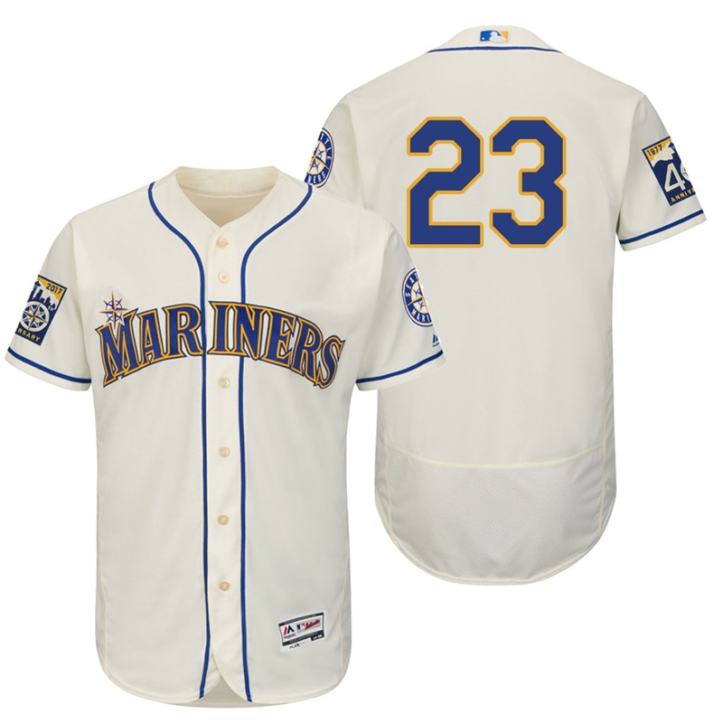 Seattle Mariners Nelson Cruz #23 Cream On-Field 40th Anniversary Patch Flex Base Jersey