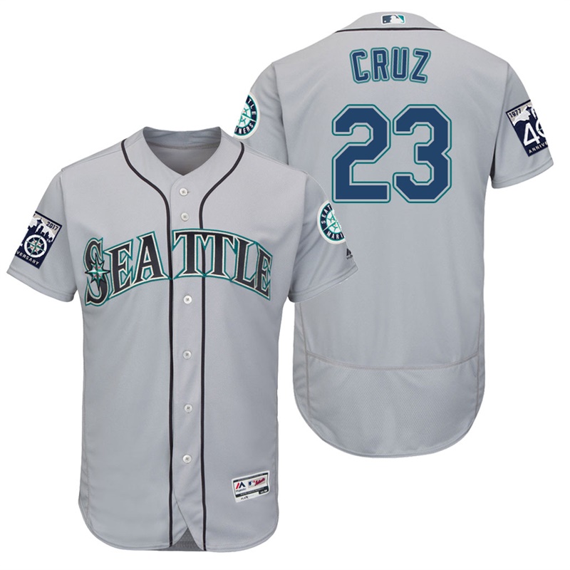 Seattle Mariners Nelson Cruz #23 Grey On-Field 40th Anniversary Patch Flex Base Jersey