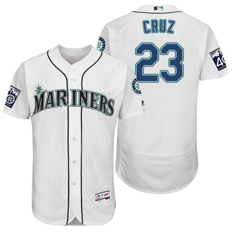 Seattle Mariners Nelson Cruz #23 White On-Field 40th Anniversary Patch Flex Base Jersey