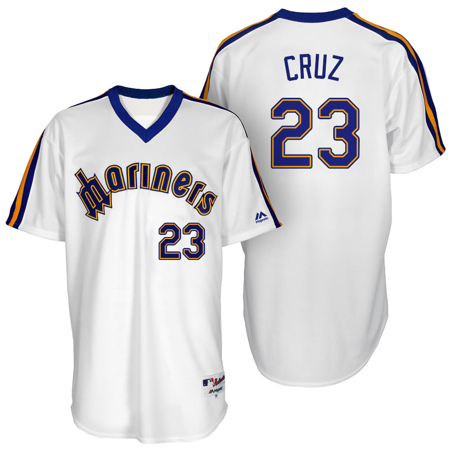 Seattle Mariners Nelson Cruz #23 Majestic White Authentic Turn Back the Clock Jersey