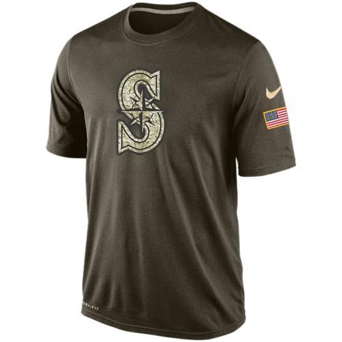 Seattle Mariners Olive Camo Team Logo Baseball T-Shirt