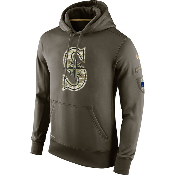 Seattle Mariners Olive Salute To Service Pullover Hoodie