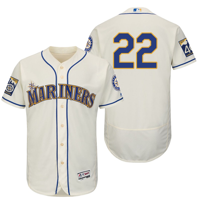 Seattle Mariners Robinson Cano #22 Cream On-Field 40th Anniversary Patch Flex Base Jersey