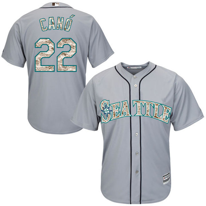 Seattle Mariners Robinson Cano #22 Majestic Gray Digital Camo USMC Player Jersey