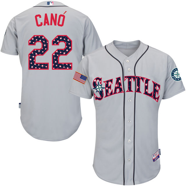 Seattle Mariners Robinson Cano #22 Gray 2016 Independence Day Stars & Stripes Authentic Cool Base Jersey