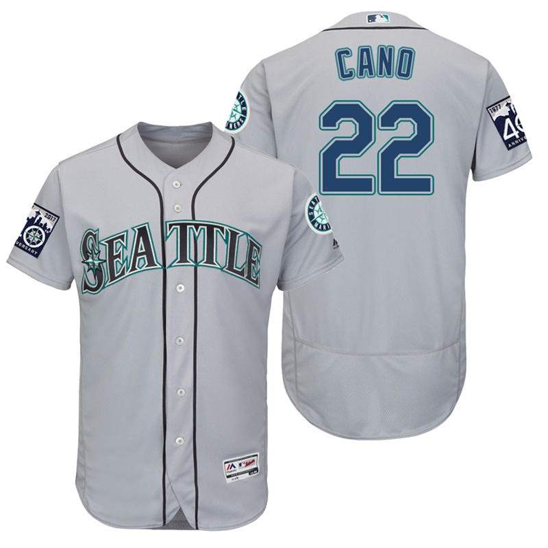 Seattle Mariners Robinson Cano #22 Grey On-Field 40th Anniversary Patch Flex Base Jersey