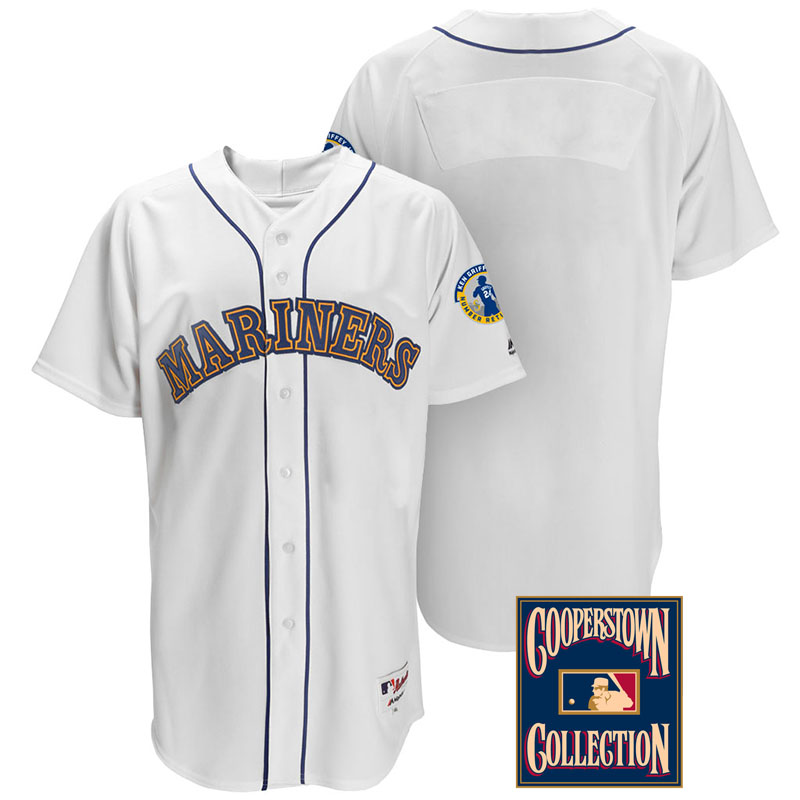 Seattle Mariners White Throwback Griffey Retirement Patch Jersey