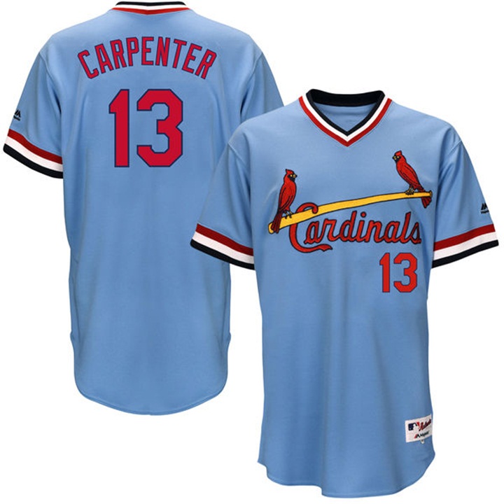 St. Louis Cardinals Matt Carpenter #13 Majestic Light Blue Authentic Turn Back the Clock Jersey