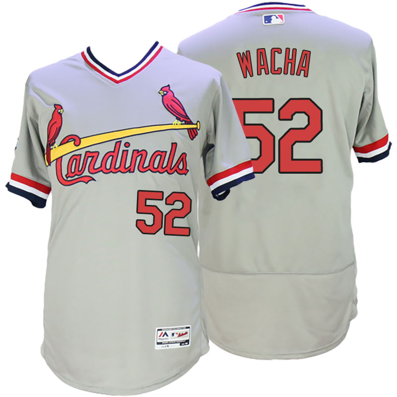 St. Louis Cardinals Michael Wacha #52 Majestic Gray Throwback Flex Base Jersey