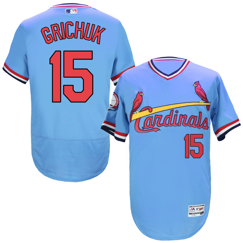 St. Louis Cardinals #15 Randal Grichuk Blue Throwback Authentic Flexbase Jersey