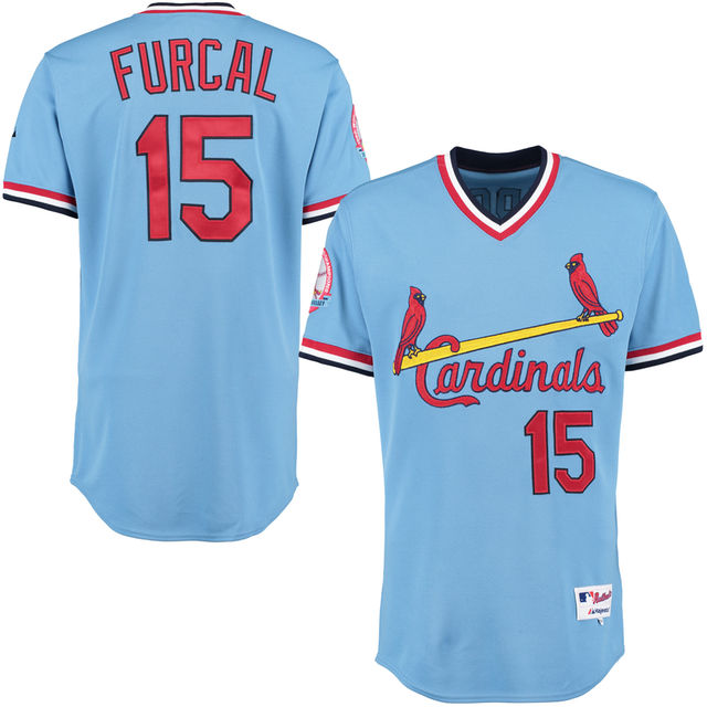 St. Louis Cardinals Randal Grichuk #15 Majestic Light Blue Authentic Turn Back the Clock Jersey