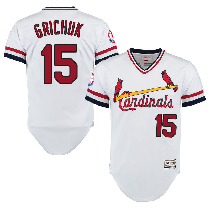 St. Louis Cardinals Randal Grichuk #15 White Throwback Authentic Collection Flexbase Jersey