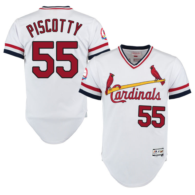 St. Louis Cardinals Stephen Piscotty #55 White Throwback Authentic Collection Flexbase Jersey