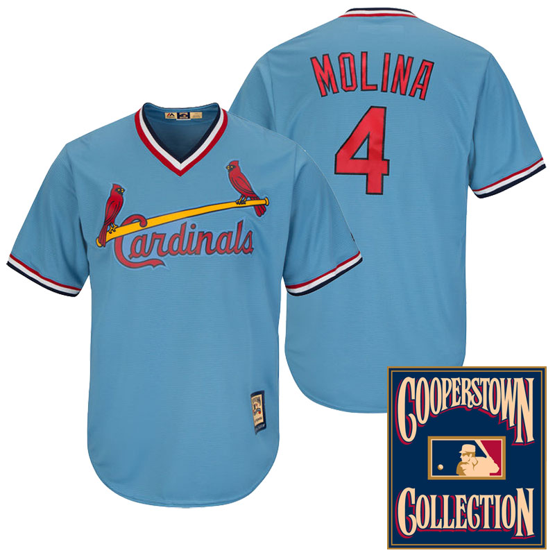 St. Louis Cardinals Yadier Molina #4 Light Blue Cooperstown Cool Base Collection Player Jersey