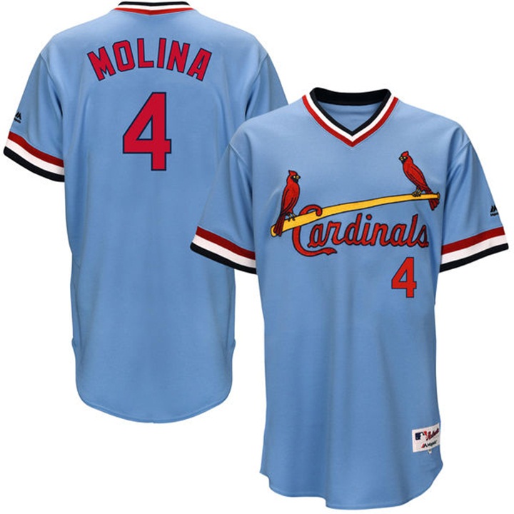 St. Louis Cardinals Yadier Molina #4 Majestic Light Blue Authentic Turn Back the Clock Jersey