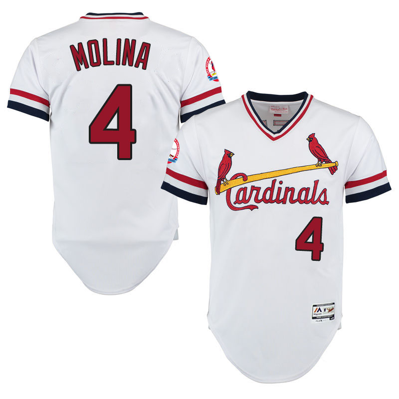 St. Louis Cardinals Yadier Molina #4 White Throwback Authentic Collection Flexbase Jersey