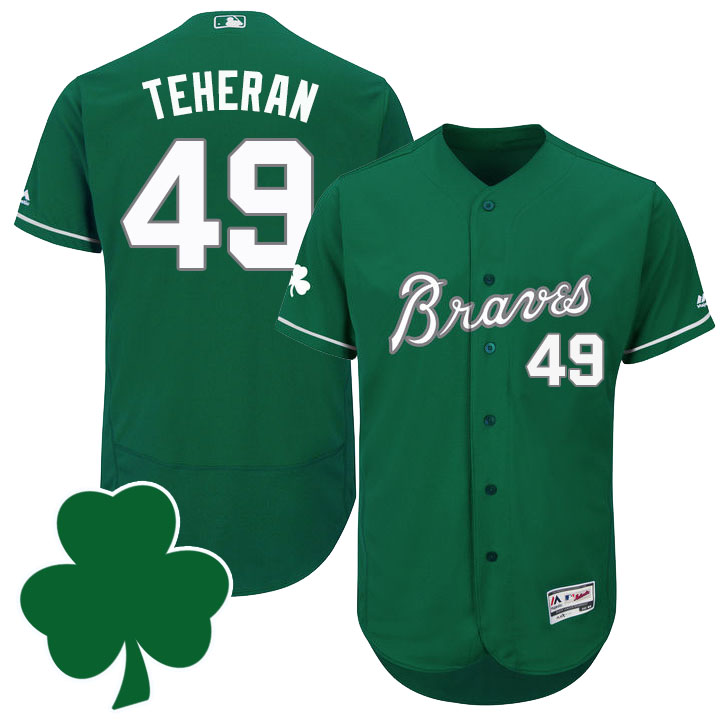 Atlanta Braves #49 Julio Teheran St. Patricks Day Green Celtic Flexbase Authentic Collection Jersey