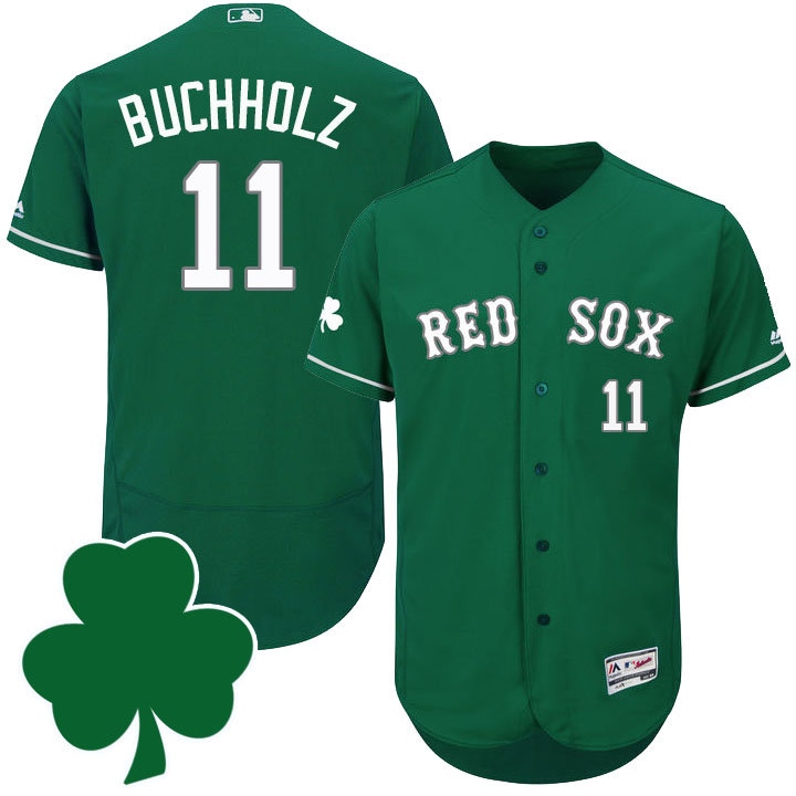 Boston Red Sox #11 Clay Buchholz St. Patricks Day Green Celtic Flexbase Authentic Collection Jersey