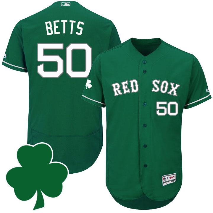 Boston Red Sox #50 Mookie Betts St. Patricks Day Green Celtic Flexbase Authentic Collection Jersey