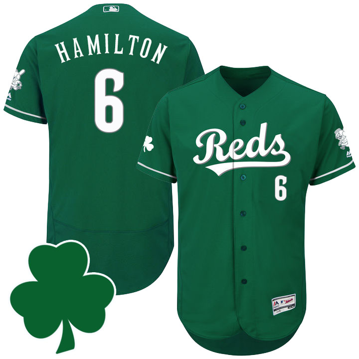 Cincinnati Reds #6 Billy Hamilton St. Patricks Day Green Celtic Flexbase Authentic Collection Jersey