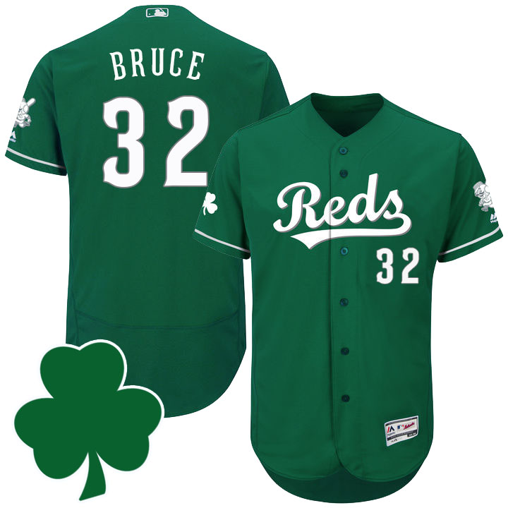 Cincinnati Reds #32 Jay Bruce St. Patricks Day Green Celtic Flexbase Authentic Collection Jersey