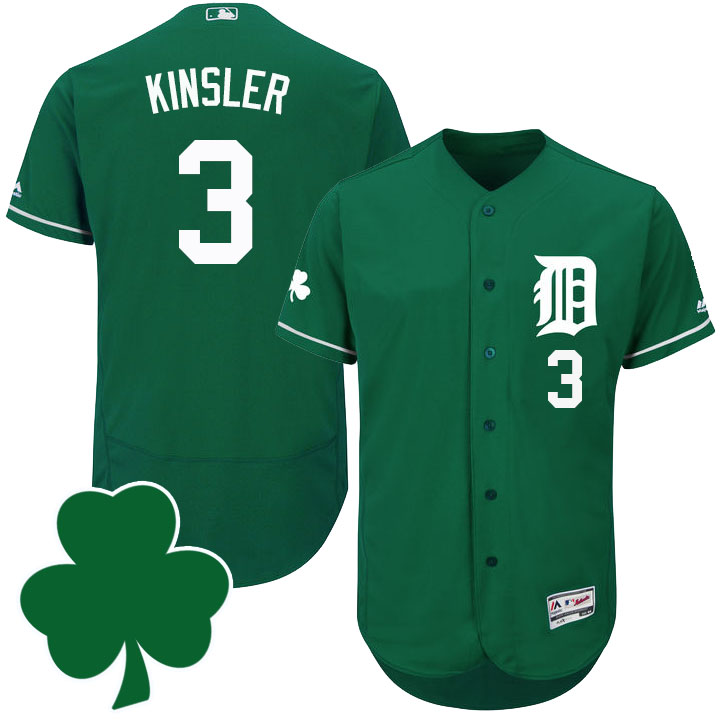 Detroit Tigers #3 Ian Kinsler St. Patricks Day Green Celtic Flexbase Authentic Collection Jersey