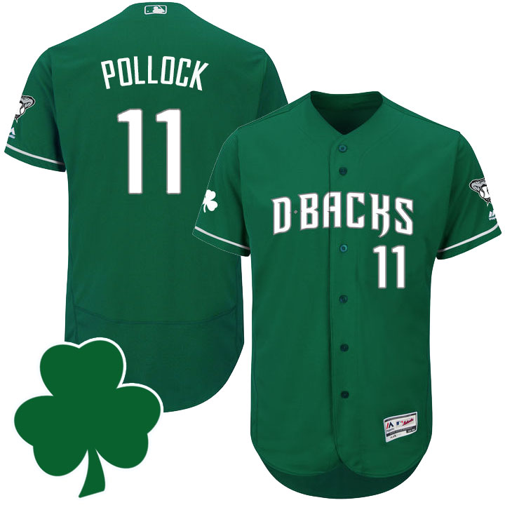 Arizona Diamondbacks #11 A.J. Pollock St. Patricks Day Green Celtic Flexbase Authentic Collection Jersey