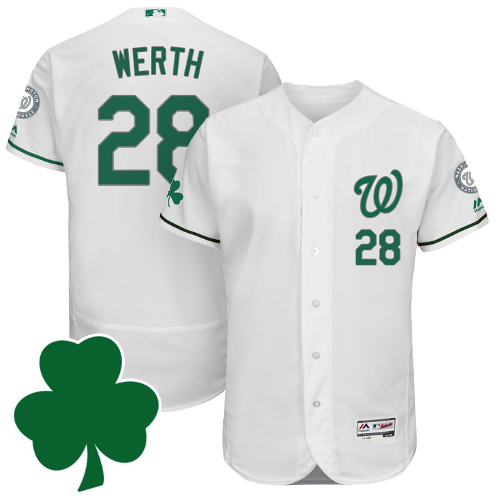 Washington Nationals #28 Jayson Werth St. Patricks Day Green Celtic Flexbase Authentic Collection Jersey