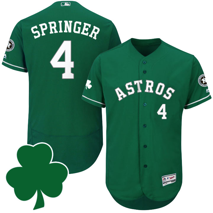 Houston Astros #4 George Springer St. Patricks Day Green Celtic Flexbase Authentic Collection Jersey