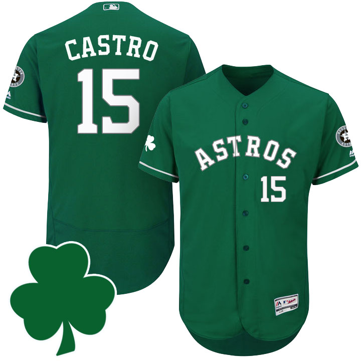 Houston Astros #15 Jason Castro St. Patricks Day Green Celtic Flexbase Authentic Collection Jersey