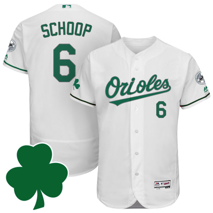 Baltimore Orioles #6 Jonathan Schoop St. Patricks Day White Celtic Flexbase Authentic Collection Jersey